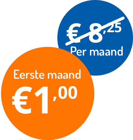 Actie: eerste maand 1 euro in plaats van 8.25 per maand